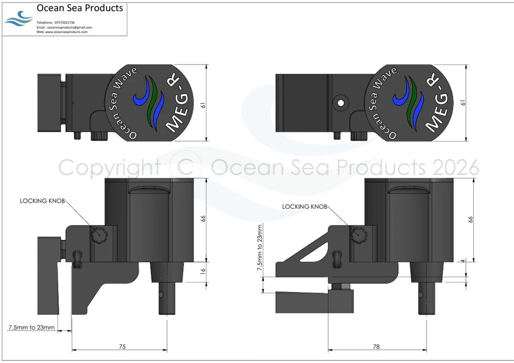OceanSeaWave Meg R Gen 2 dimensions and mounting diagram