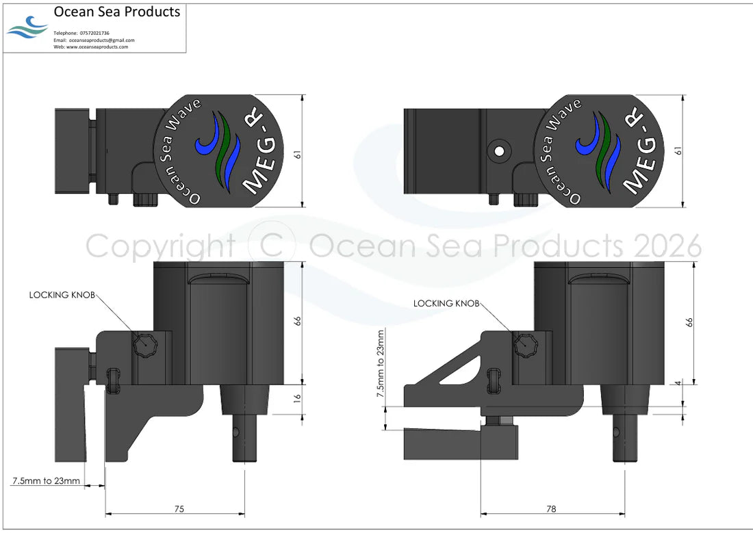 OceanSeaWave Meg R Gen 2 dimensions and mounting diagram